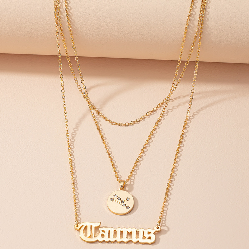 Retro Diamond-studded Symbol Clavicle Chain Twelve Constellation Necklace Letter Sweater Chain display picture 37