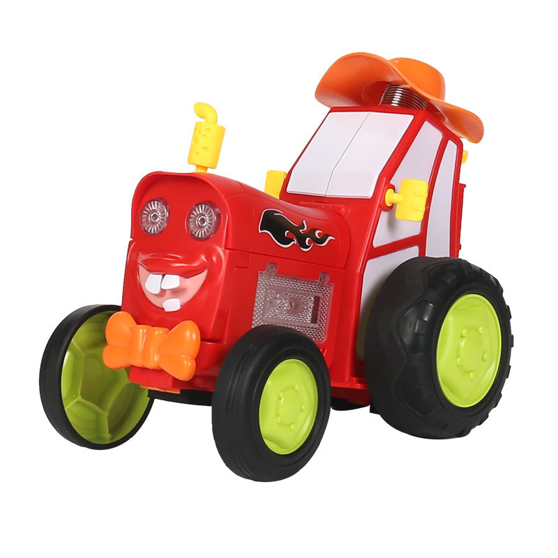 Transfronterizo nuevo baile exótico truco de tren de control remoto coche luz música swing Flip carga coche de juguete para niños