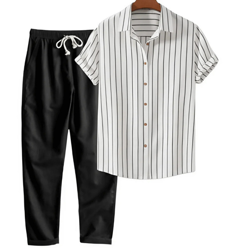 Cross-Border Trendy Brand European and American 3D Printed Loose Short-Sleeved Shirt and Trousers Suit for Men, Spring and Summer Casual Suit