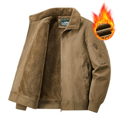 棉服男款冬季加绒加厚外套男宽松保暖工装棉衣翻领棉防寒服棉袄