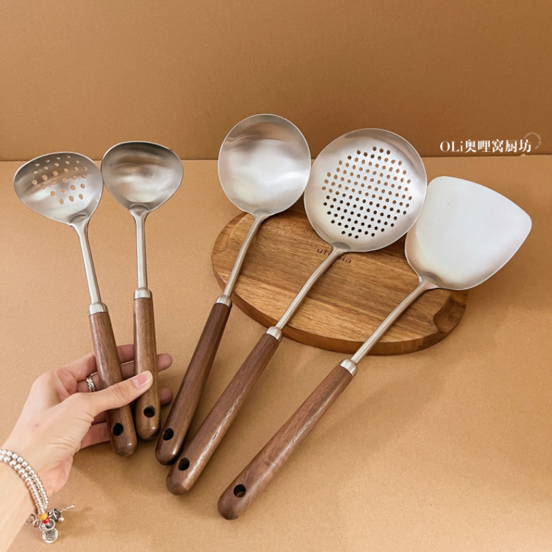 Long shovel stainless steel, kitchenware, set, increased thickness