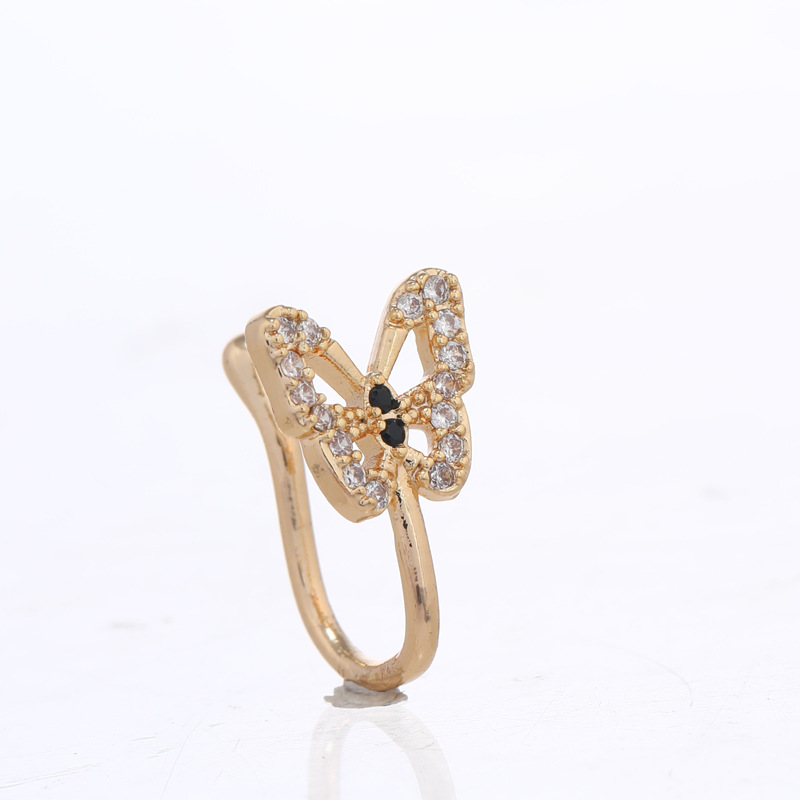 Fashion Moon Crown Alloy Inlay Zircon Nose Ring 1 Piece