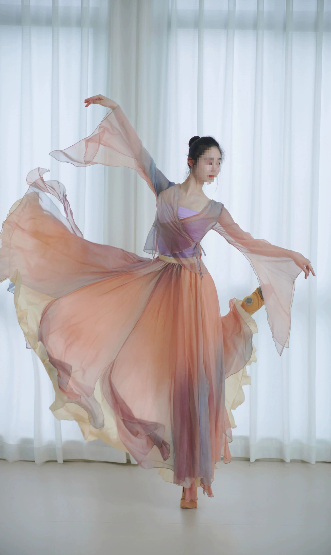 Классические танцевальные марлевые женские градиентные элегантные танцевальные костюмы Хань и Тань, тренировочная одежда, комплект костюмов для китайских танцев