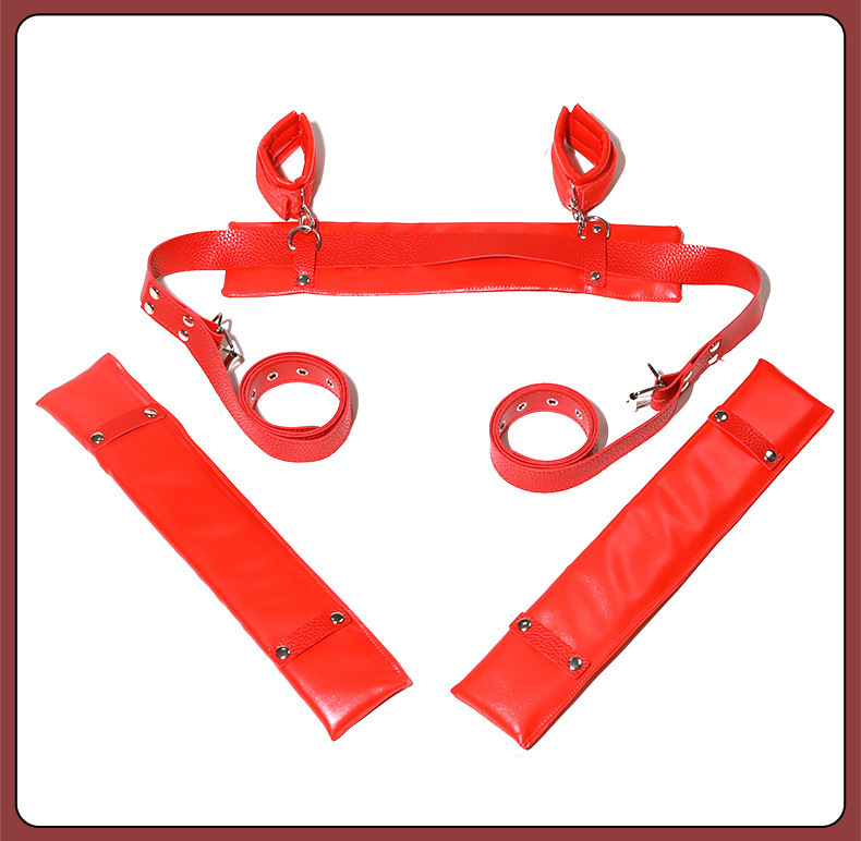PU Leather Leg Spreader Restraint Set with Handcuffs for Adult Couples — detail image 21