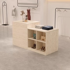 洋服店中島台陳列展示テーブル婦人服店展示キャビネット靴バッグ片面流し台展示台両面
