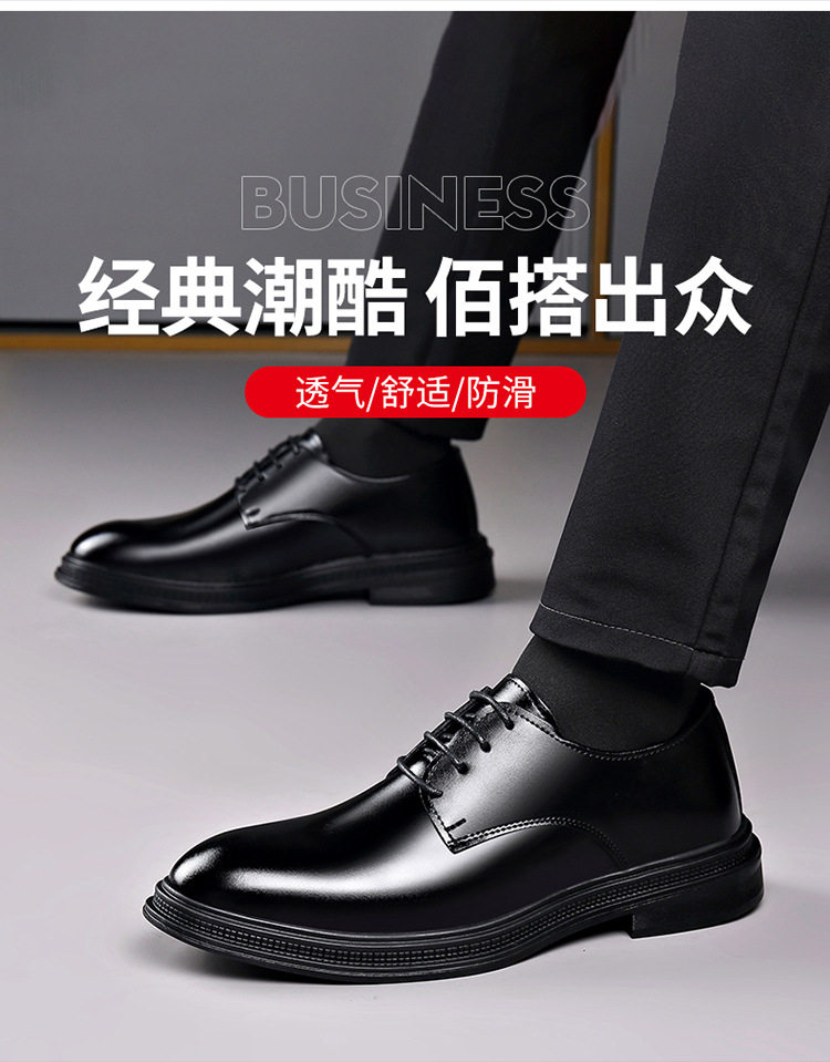 Giày da nam công sở mũi nhọn, đế cao su chống trượt, gót thấp 1–3 cm, kiểu Anh — 2Z102 màu đen chi tiết 2