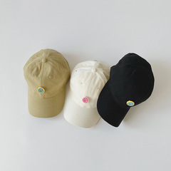 秋南 寶寶帽子薄款韓版純色男寶笑臉鴨舌帽女童戶外帽兒童棒球帽