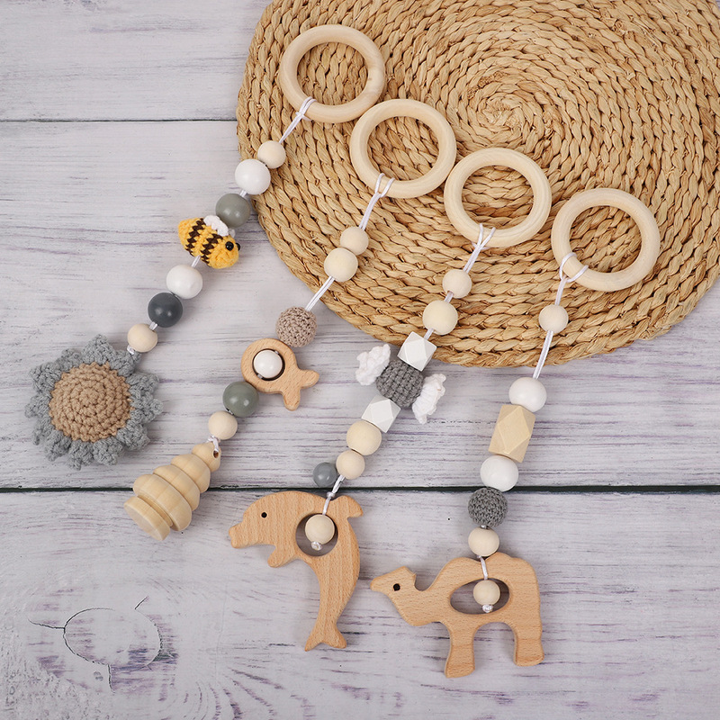 Creative Children's Room Hanging Decorations Wooden Animal Teether Christmas Tree Knitted Sunflower Four-Piece Set Fitness Rack Hanging Ornaments Creative Children's Room Hanging Decorations Wooden Animal Teether Christmas Tree Knitted Sunflower Four-Piece Set Fitness Rack Hanging Ornaments