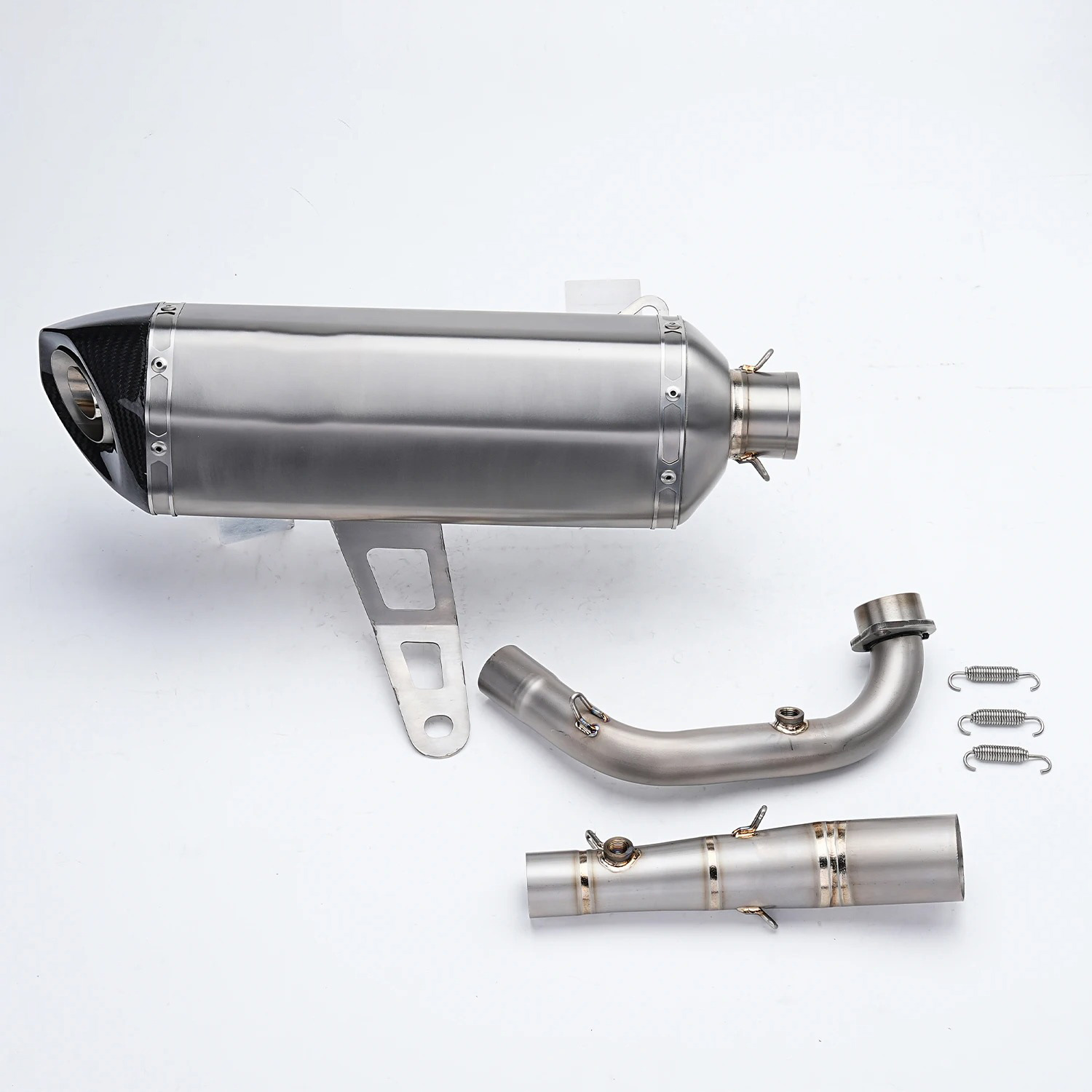 Zontes 368G/E Modified Exhaust Pipe Front Section and Tailpipe, Zontes 400g Dedicated Exhaust, Non-Destructive Installation