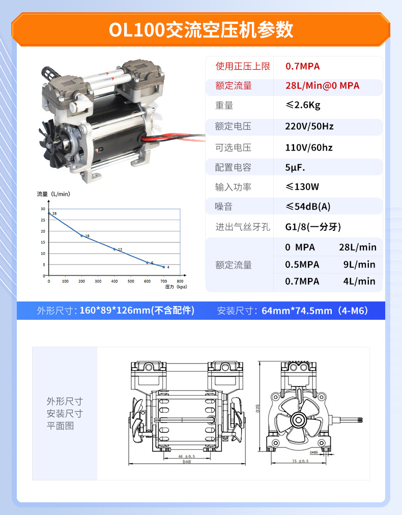 Dan Hao Electromechanical Silent High-Power Air Compressor Small Portable Booster Air Pump Head Piston Type Maintenance-Free
