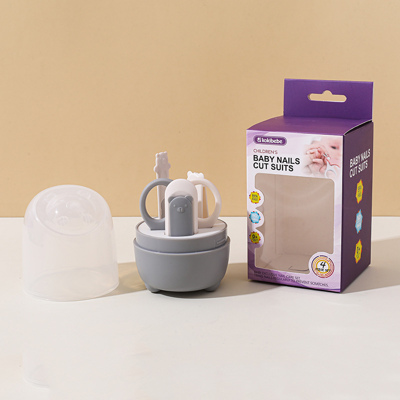 Set de Cortaúñas para Bebé de 4 Piezas de Plástico y Acero Inoxidable, para Cuidado de Bebés