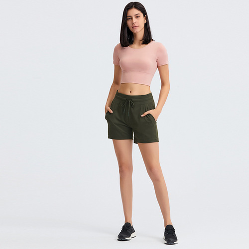 Spring and summer new thin shoulder straps cross beautiful back sports short-sleeved yoga clothes women's tops backless fitness small suspenders short-sleeved