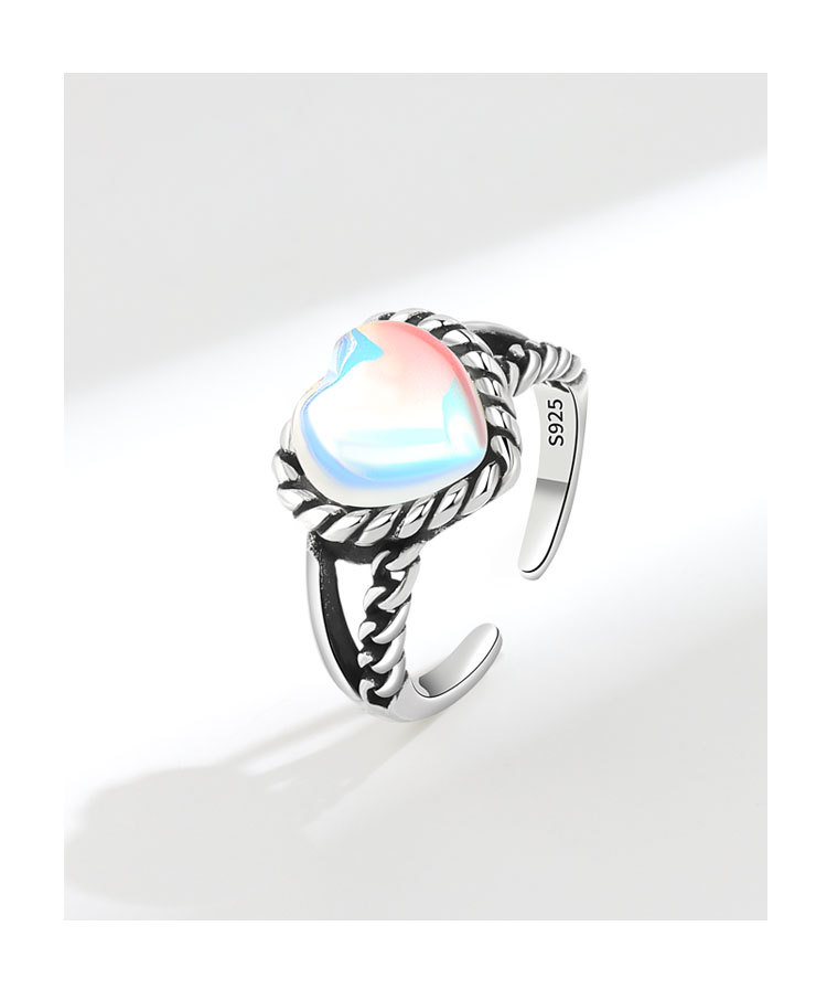 Simple Style Heart Shape Copper Inlay Opal Rings 1 Piece