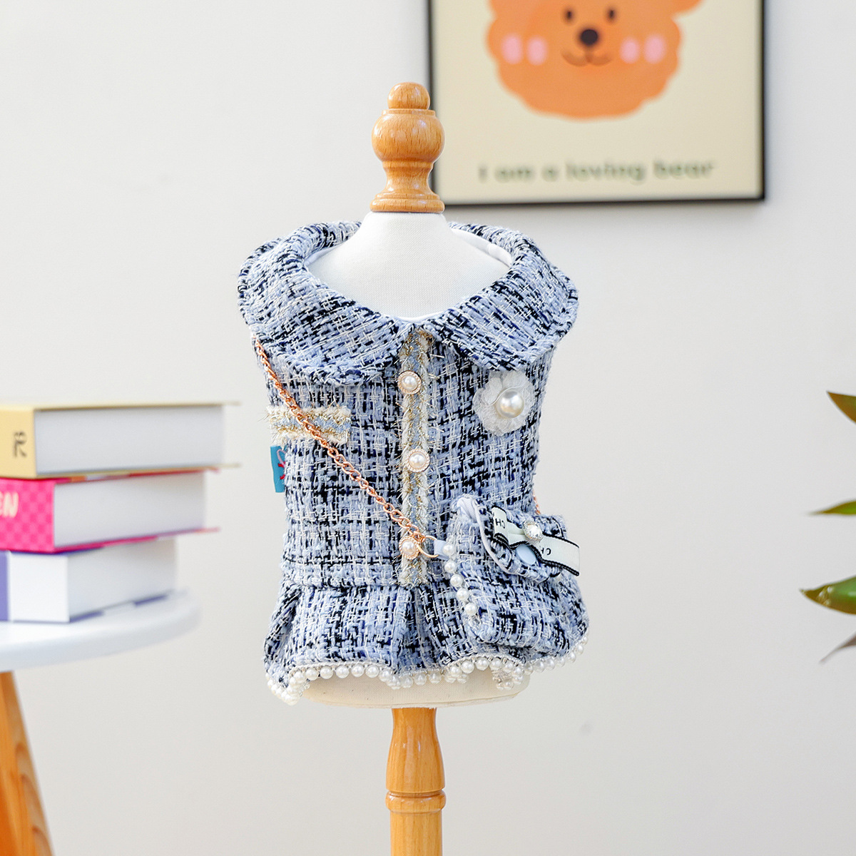 샤넬 스타일 백팩 원피스 - 블루