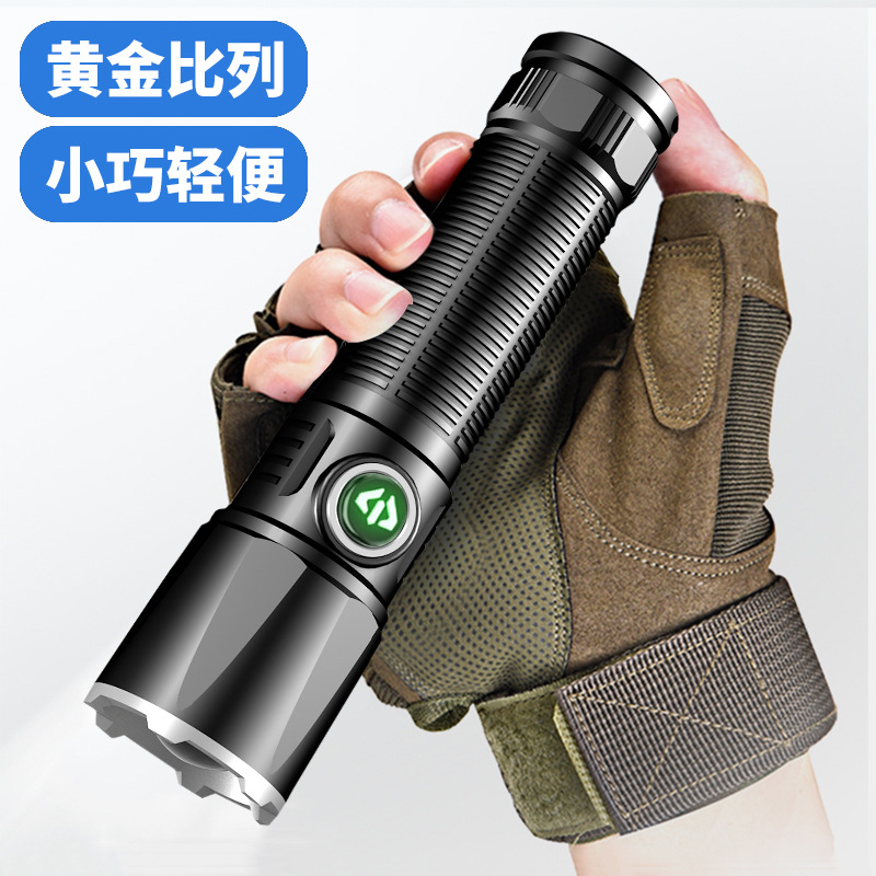 Linterna retráctil transfronteriza LED al aire libre USB recargable COB luz lateral portátil mini linterna al por mayor