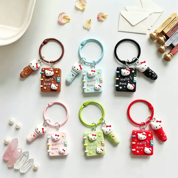 Cartoon Cute Kt Notebook Keychain Pendant Reading Pen Book Student Bag Pendant Best Friend Gift
