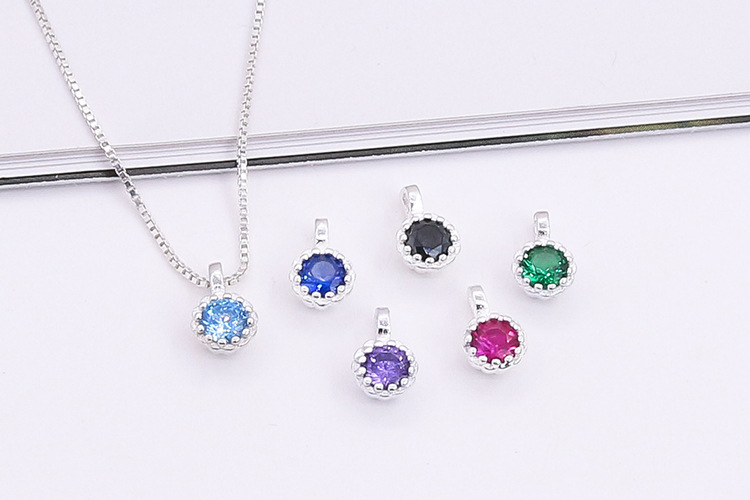 1g Weight Pendant Jewelry Making Type 7*4mm Jewelry Making Size 1 Piece 7*4mm 925 Sterling Silver Zircon Geometric Polished Pendant