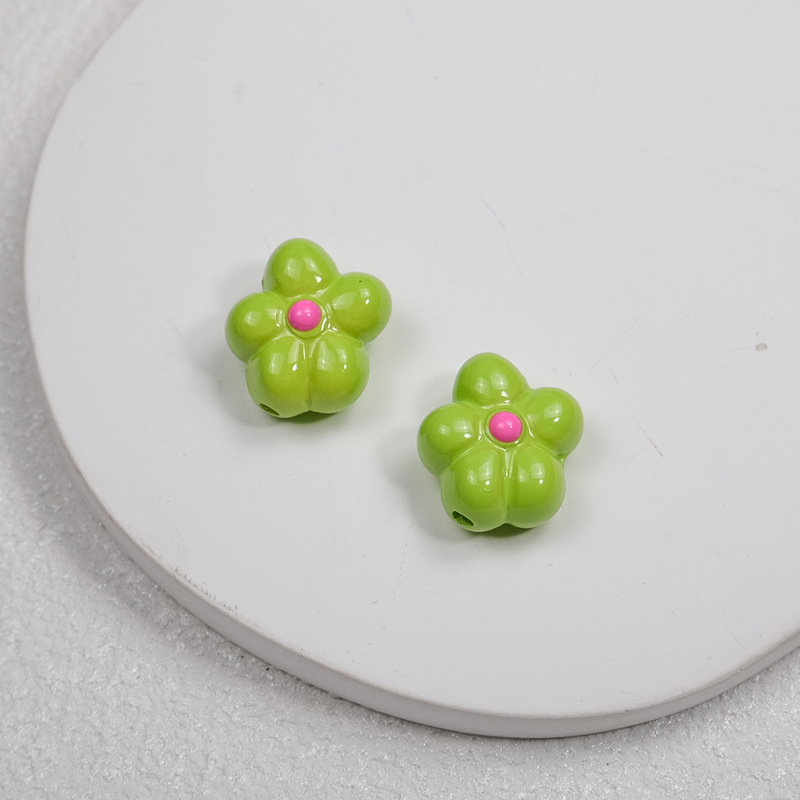烤漆点油气球花朵不规则穿孔珠亚克力diy饰品包挂手机链条配件|undefined