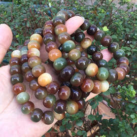 算盘珠多宝菩提根手串直播货源敦煌色苹果圆风化黄文玩手链13mm