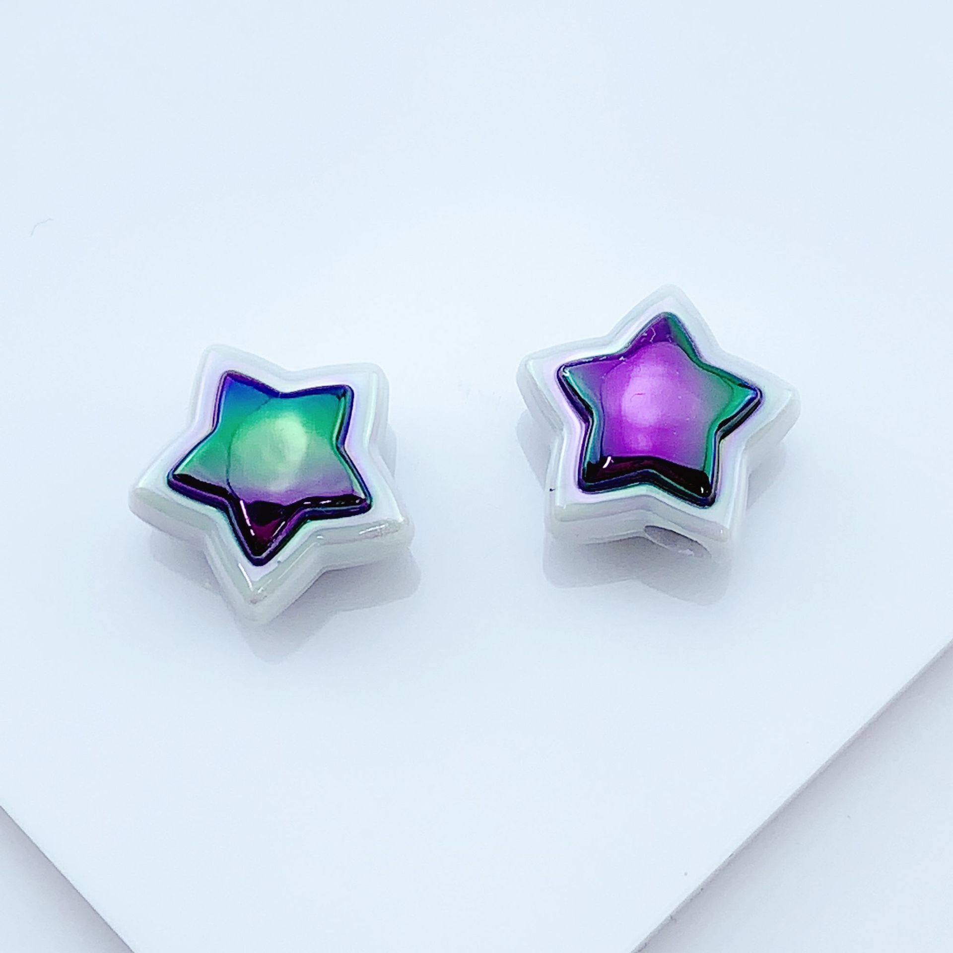 Cuentas de acrílico UV plateado serie oscura con agujero recto, para DIY pulseras, collares, cadenas de teléfono móvil y accesorios de joyería.
