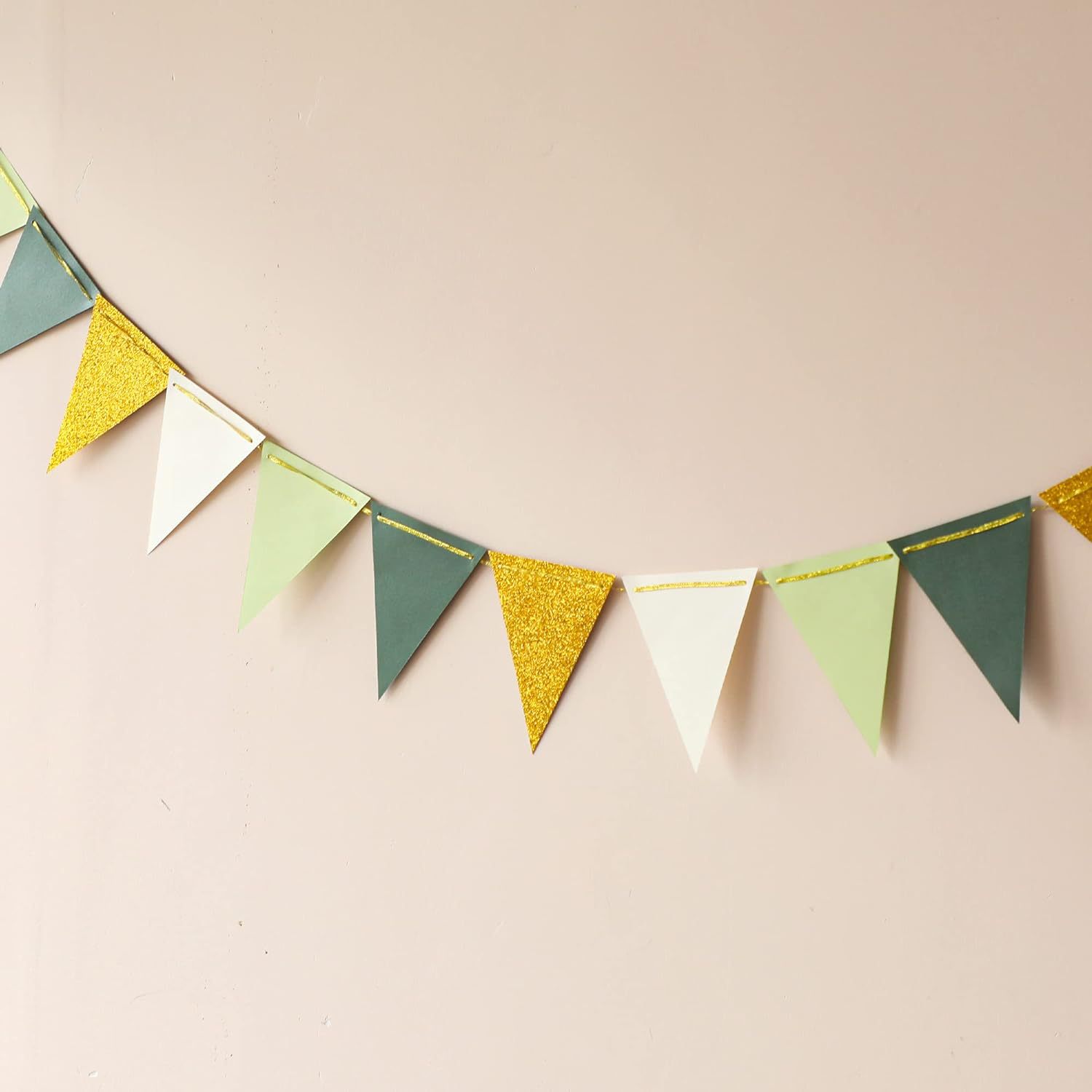 Custom Glitter Paper Triangular Pull Flags for Birthday, Wedding, Party Decoration Supplies, Colorful Flags, Festival Scene Arrangement Banners