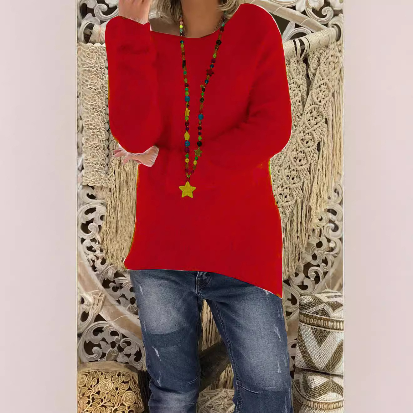 Oversize Langarmpullover für Damen – Weicher Baumwoll-Strickpullover für Herbst & Winter – Lässig-schicke Streetwear in 14 Farben (S-5XL)_voghion.com