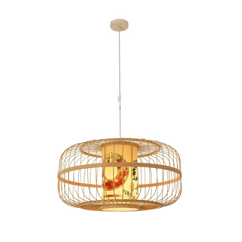 Lámpara de restaurante de araña de estilo japonés tatami nuevo estilo chino lámparas tejidas de bambú Zen Tea Room estilo chino iluminación de Bambú