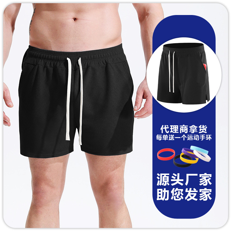 Pantalones cortos deportivos de waffle para hombres correr fútbol fitness deportes de secado rápido transpirable cómodos pantalones sueltos de cuartos delgados