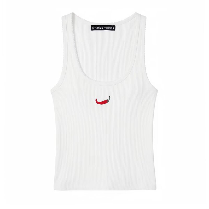 Pb&Za Women's Clothing 2026 Summer New Style Sleeveless Round Neck Vest with Contrasting Front Embroidery 1131009