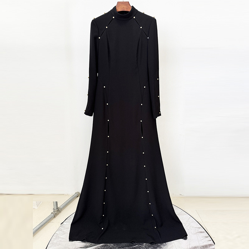 High Street Fashion 2026 New Style High-End Simple Design with Rhinestones and Beading Long Dress Floor-Length Gown