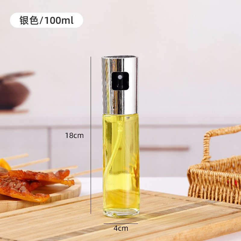 Botella de pulverización de cocina transfronteriza botella de pulverización de aceite de vidrio atomizable botella de pulverización de aceite de oliva comestible botella de pulverización de acero inoxidable botella de pulverización de barbacoa