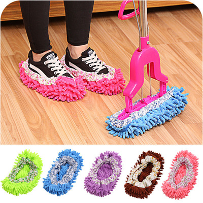 Brushing slipper Chenille Lazy man Shoe cover household Mop Dishcloth slipper Washable Flooring shoes Wipe clean