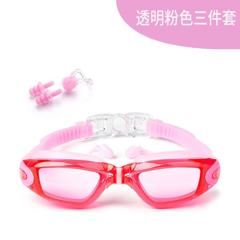 Gafas de natación para hombres de alta definición, gafas de natación anti-neblame para adultos, niños y niñas con tapones de auriculares, gafas de natación de marco grande, cubierta de sombrero