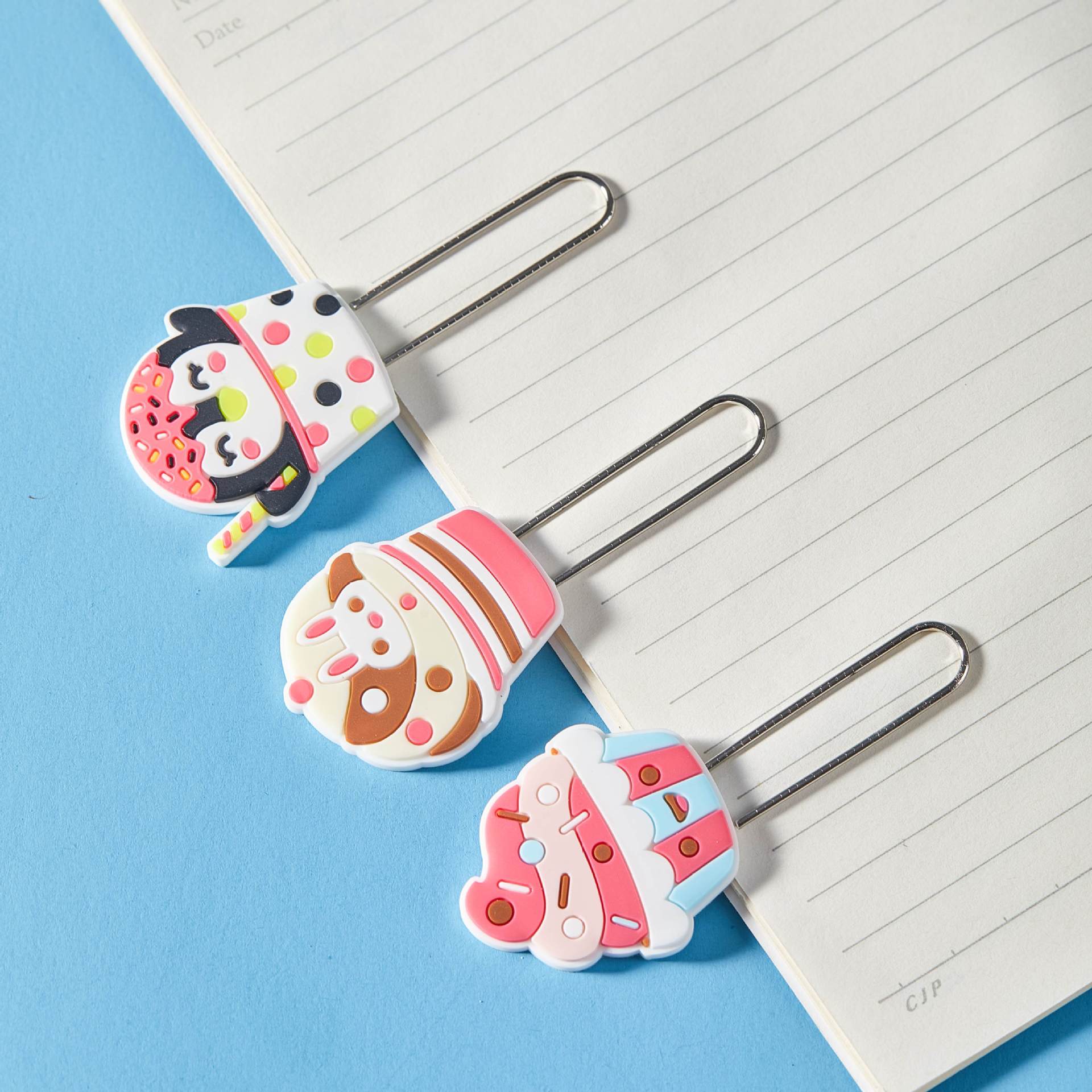 Fabricante al por mayor serie de postres creativos de dibujos animados clips pequeños marcadores lindos pasteles marcadores de niños multicolores