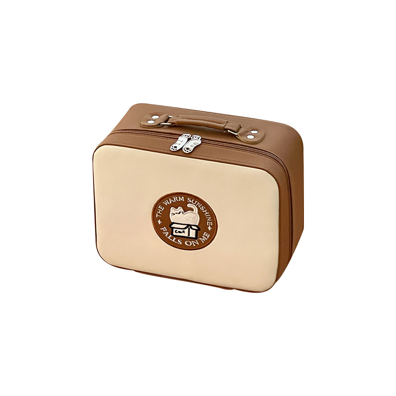 Alta nueva caja de maquillaje de cuero mujer portátil de gran capacidad con espejo bolsa de almacenamiento de viaje bolsa de almacenamiento impermeable bolsa de lavado