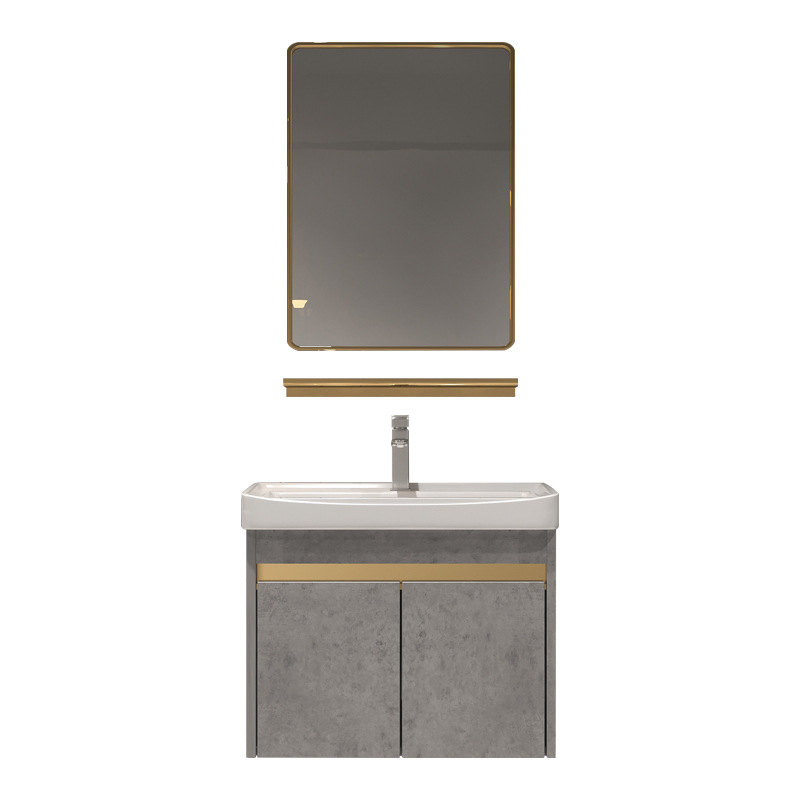 Luz de madera maciza estilo lujo lavabo gabinete combinación montado en la pared lavabo balcón gárgaras placa pequeño apartamento cerámica mini cuarto de baño