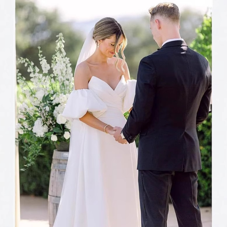 Elegant summer long wedding dress