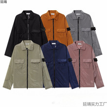 跨境货源高品质金属尼龙机能衬衫双袋夹克反光防晒风衣外套男黑色