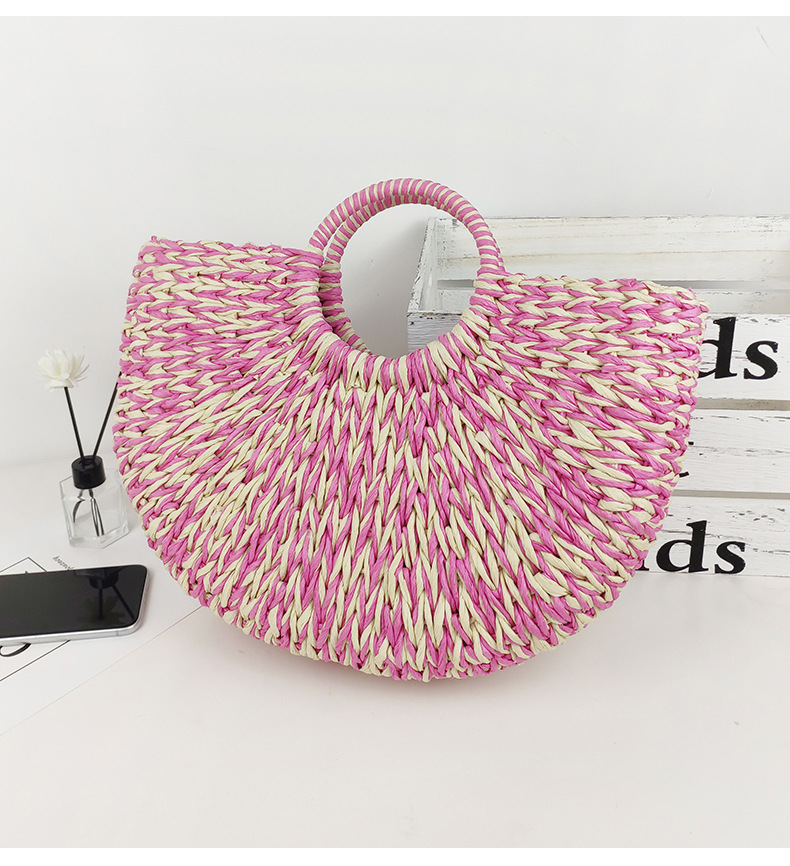 Daily, Street, Shopping Occasion New Year Festival Women's Large Paper Multicolor Streetwear Weave Round Open Straw Bag
