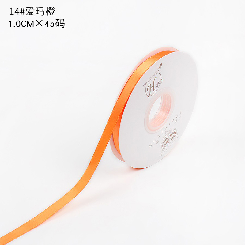 Brillante color sólido 1cm cinta material de embalaje de flores poliéster de alta densidad diy material de florista de pasteles hechos a mano