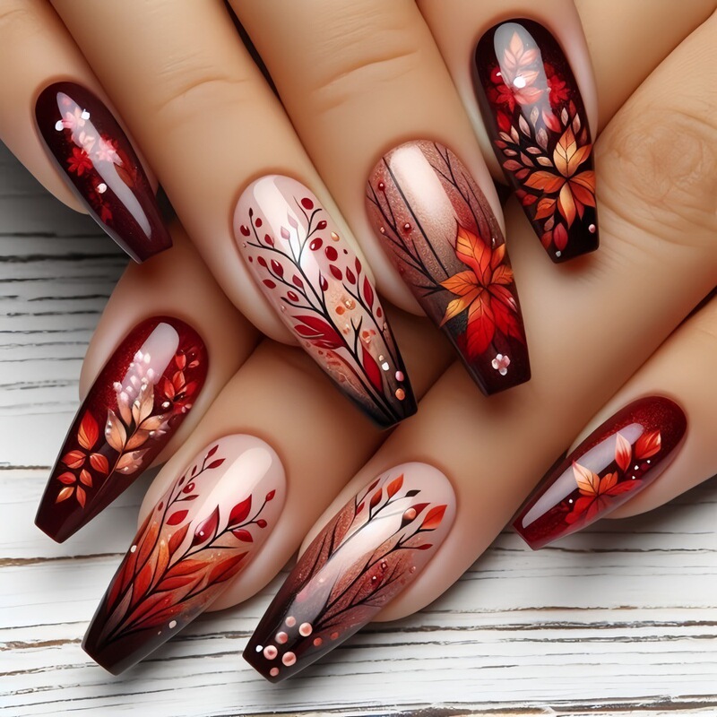 Cross-Border Hot Selling Ballet Nail Art Wearable Nail Dark Red Brown Painted Nail Patch Fake Nail Tb-56