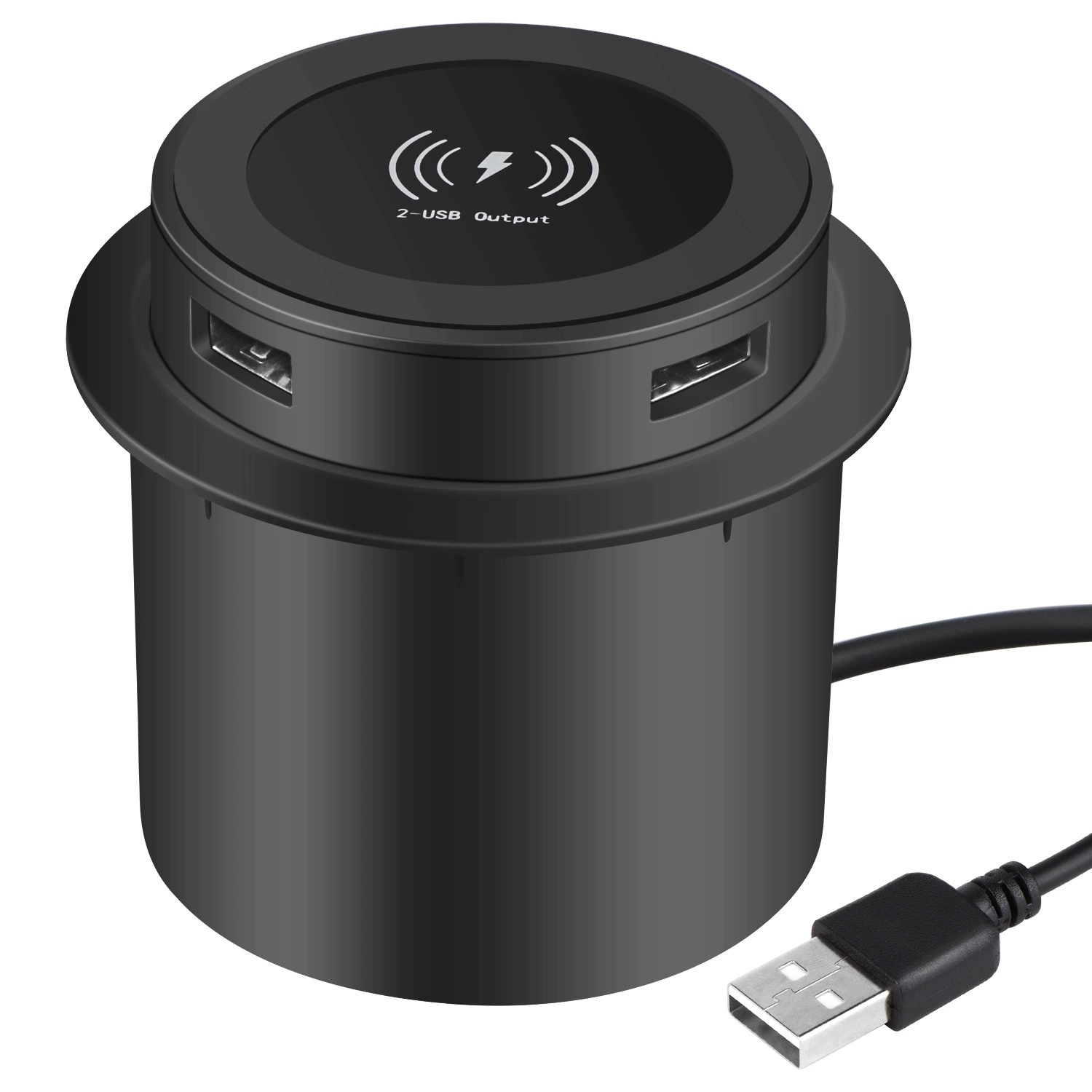 Встроенный модуль беспроводной зарядки для мебели, USB-порты, совместимо с адаптерами US/EU