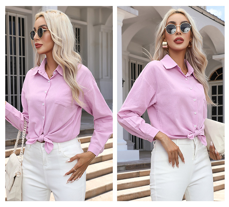 Wholesale Women's Casual Basic Solid Color Long Sleeve Blouses display picture 6