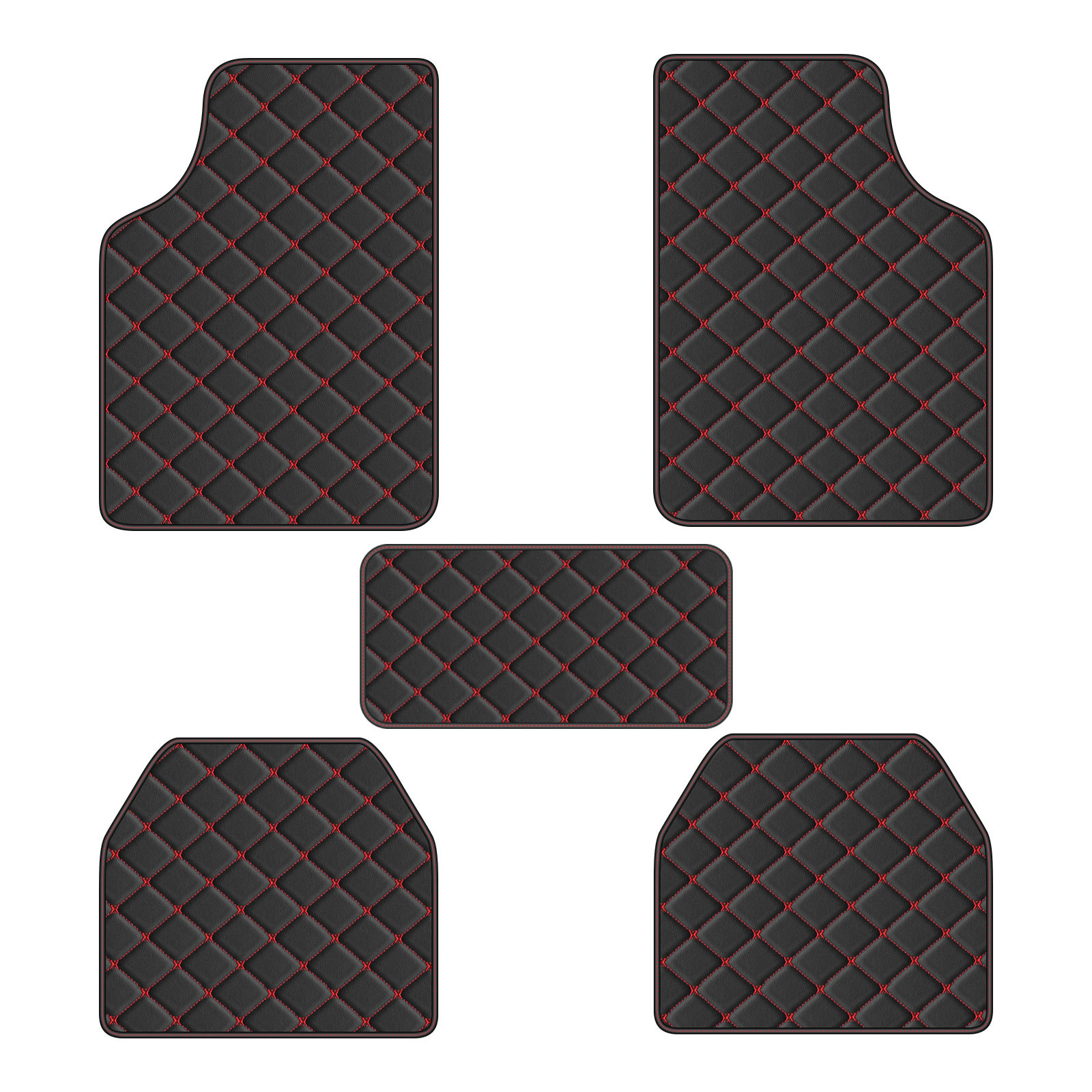 Temu Cross-Border Exclusive Supply from Manufacturers, In-Stock Special Printed Checkerboard Pattern Universal Car Floor Mats Five-Piece Set, Wear-Resistant and Non-Slip