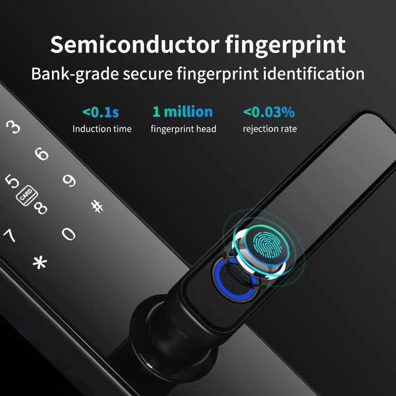 Export WiFi Indoor Tuya Tongtong App One Grip Open With Fingerprint Password Card Key Smart Door Lock_voghion.com