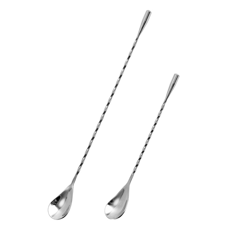 304 Stainless Steel Long-Handled Bar Spoon with Spiral Pattern, Mixing Stick, Long-Handled Spoon for Cold Drinks and Cocktails