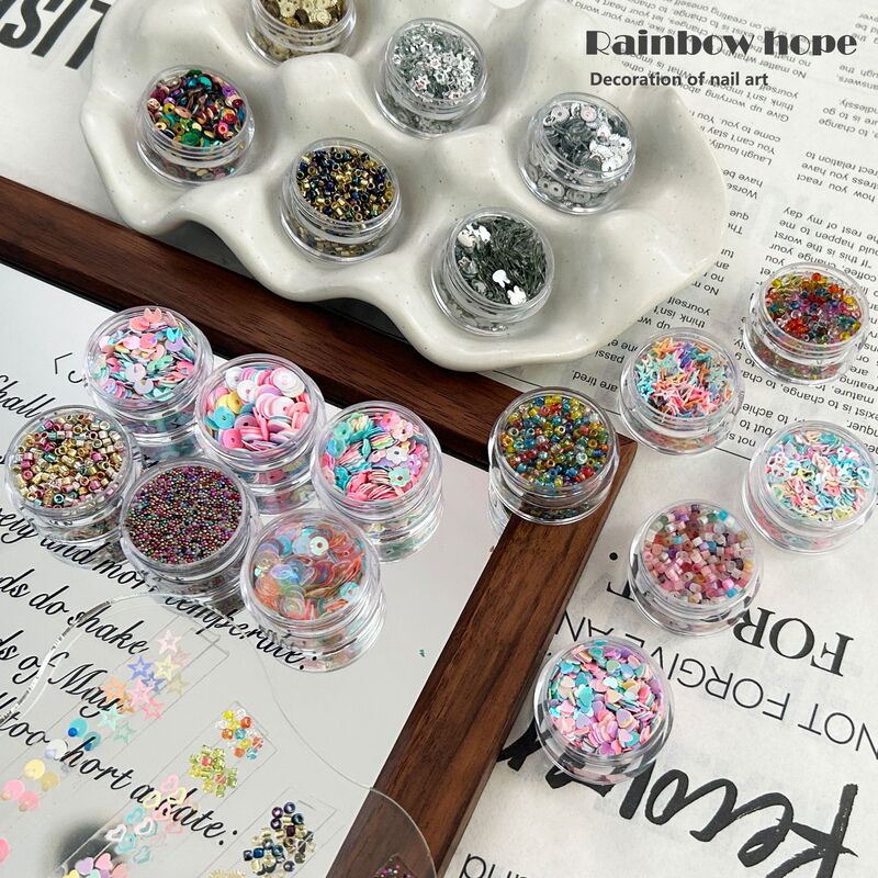 Ins Style Small Style Personalized Nail Art Material Beaded Nail Art Jewelry Dopamine Color Wear Armor Mixed Material
