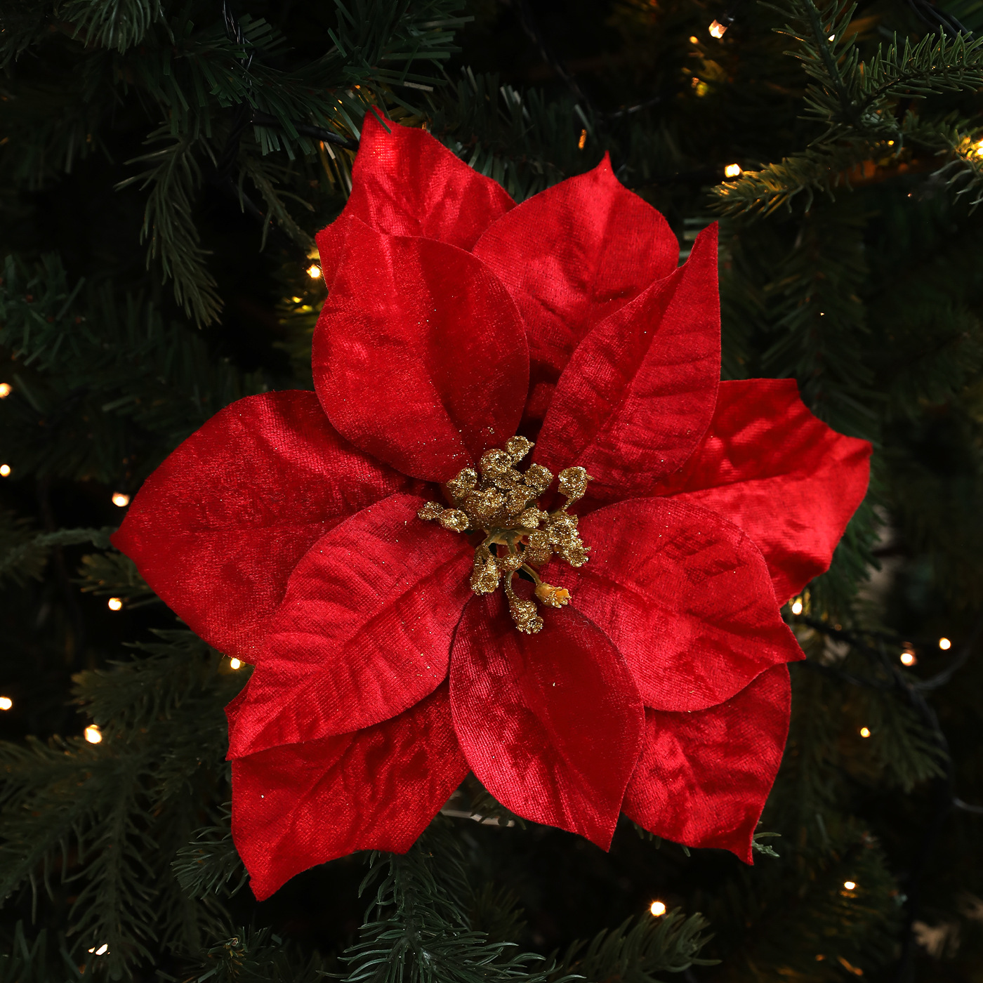 Nuevo polvo de oro imitación de tela de terciopelo flores de navidad árbol de navidad coronas de vinas decoración de boda colgante al por mayor