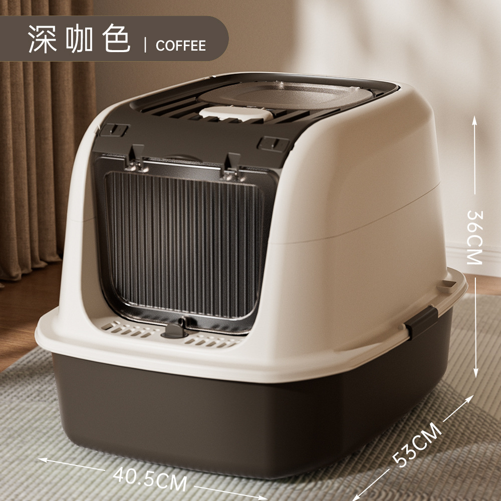 Basina de arena para gatos super grande totalmente cerrada antiolor antiespiración exterior inodoro para gatos, cubrir la cubierta para gatos pequeños, batería de artículos para mascotas