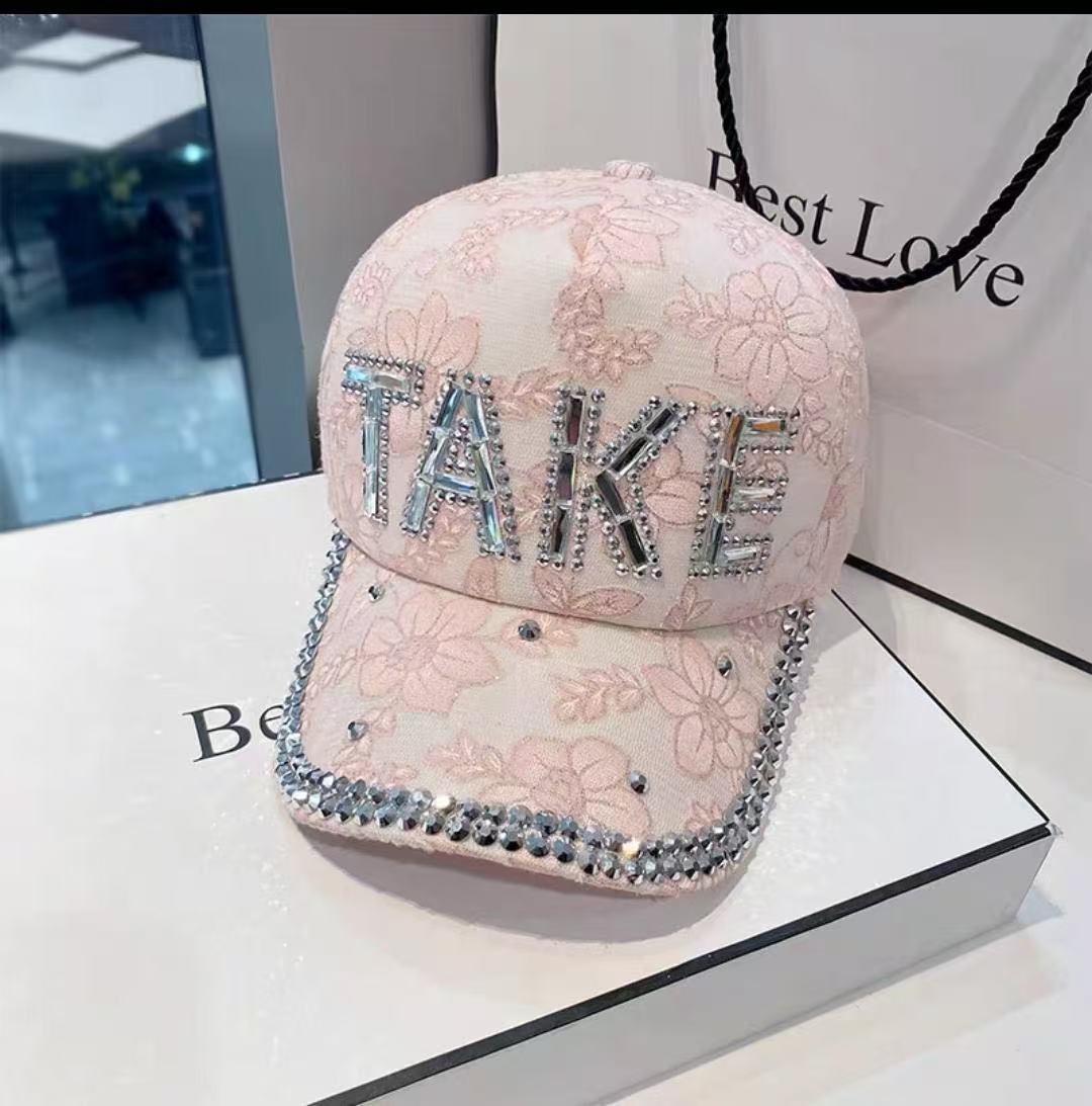Rhinestone TAKE letra moda gorra de béisbol mujer primavera y verano nueva gorra de béisbol de diamantes de imitación sombrero para el sol de verano moda todo fósforo